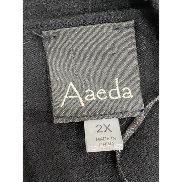 Aaeda Size 2XL BLACK Boho chic Cardigan with Embroidered Flowers Open Front - Picture 7 of 9